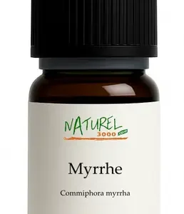 Huile essentielle Myrrhe Naturel3000 – flacon de 10 ml ambré, bouchon noir, étiquette blanche.